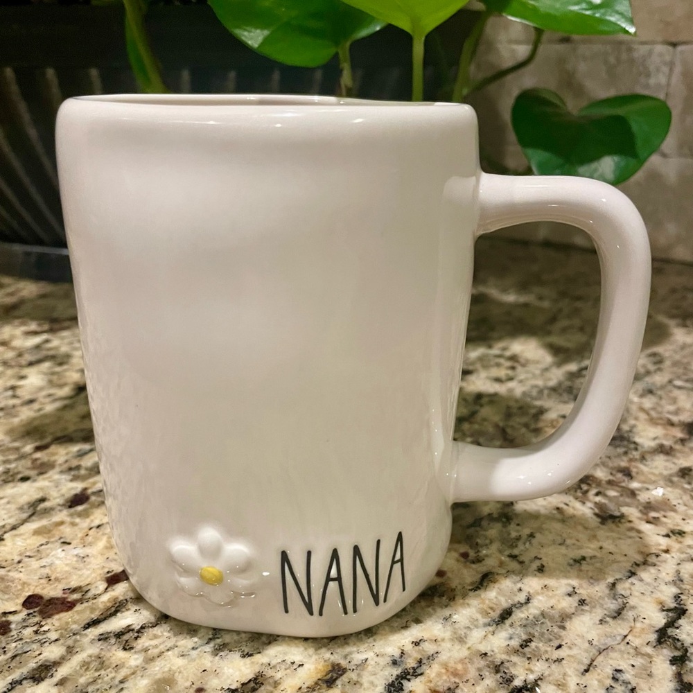 Rae Dunn Nana Ceramic Mug with Flower Embossed Design